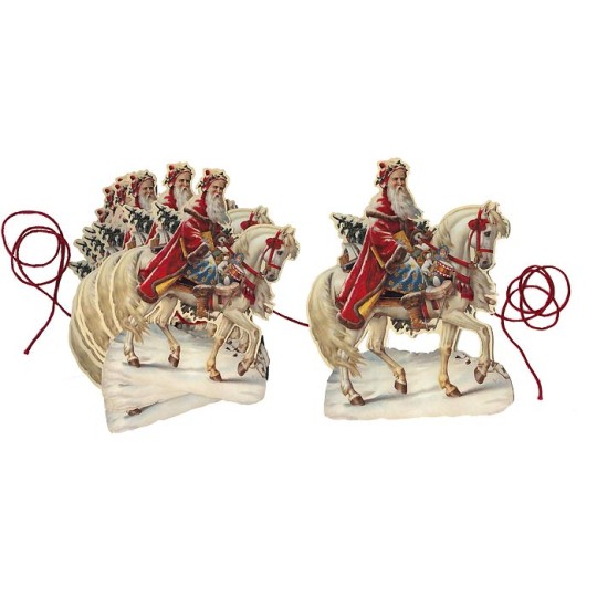 Santa on White Horse Paper Scrap Garland ~ England ~ New for 2013